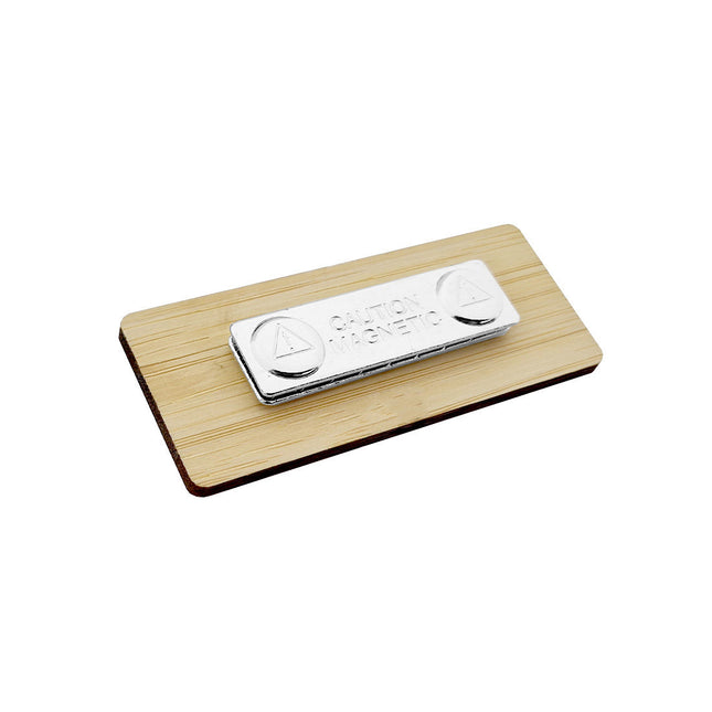 Badge nominatif personnalisé en bambou  - 72 x 30 mm - par pièce