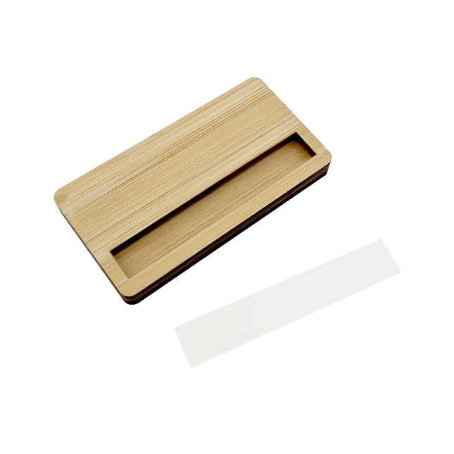 Badge nominatif personnalisé en bambou avec aimant - 72 x 38 mm - par pièce