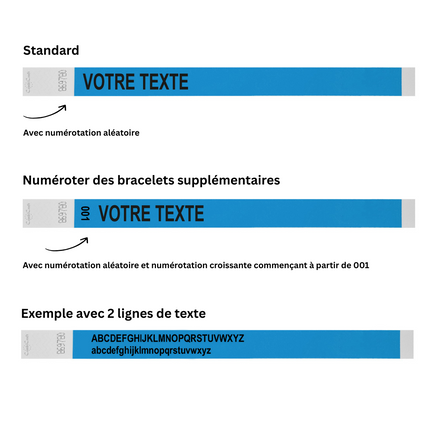 Bracelets personnalisés avec propre texte Tyrex - 100 bracelets