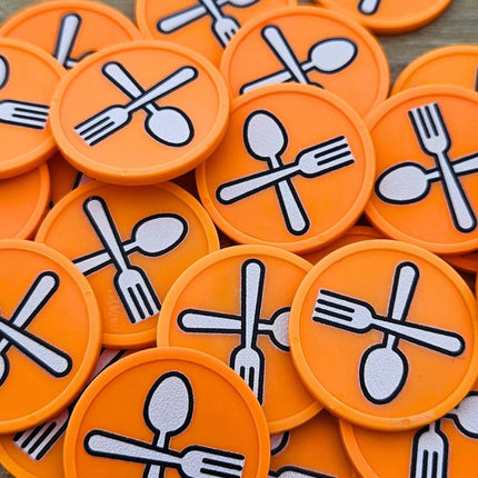 Jetons pour buvette couverts fourchette & cuillère Ø29 mm - 100 pièces