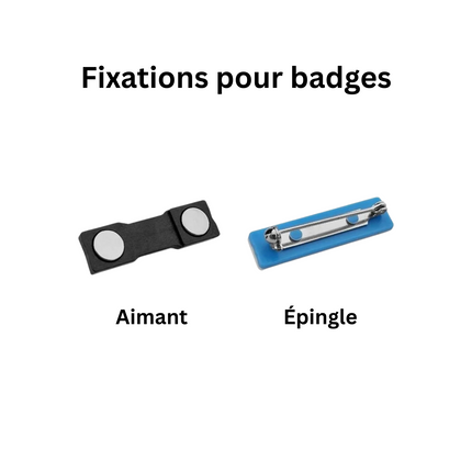 Badge nominatif ovale en plastique - 65 x 25 mm - par pièce