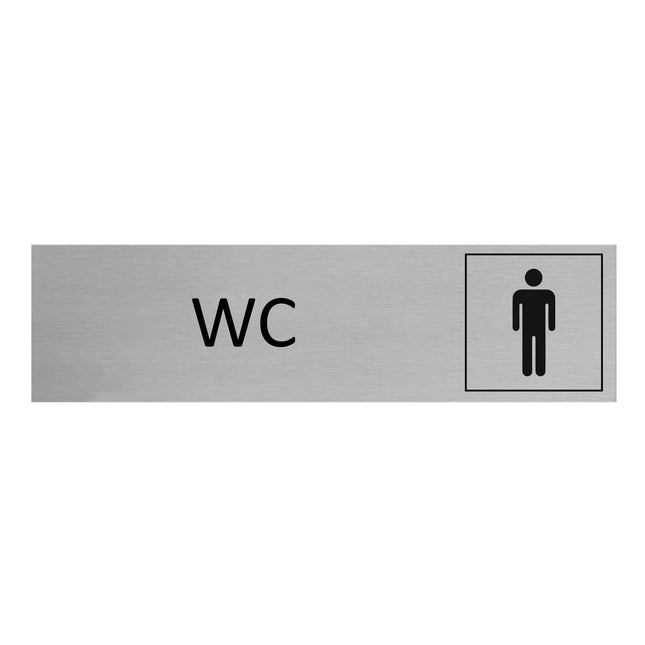 Plaque de porte WC Hommes -  aluminium - 165 x 45 mm