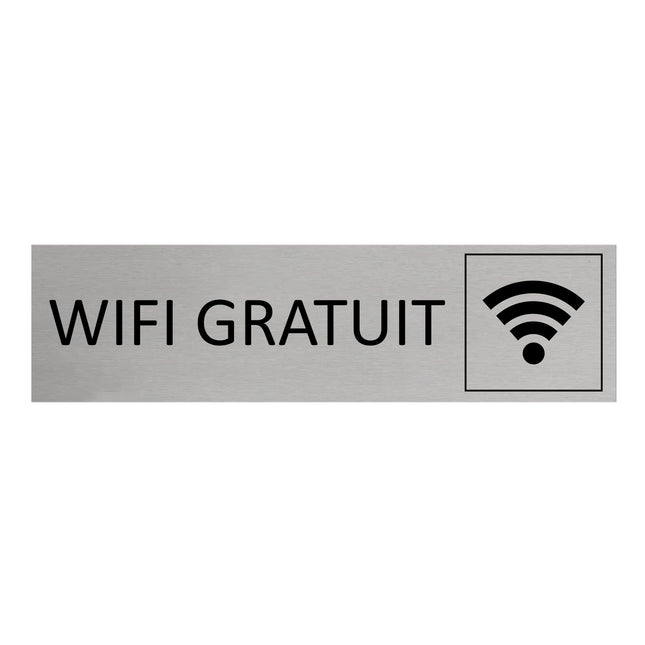 Plaque de porte Wifi gratuit -  aluminium - 165 x 45 mm