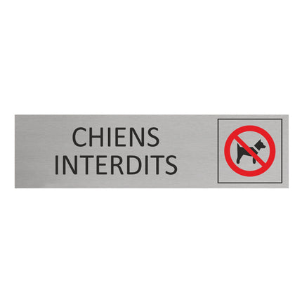 Plaque de porte Chiens interdits -  aluminium - 165 x 45 mm