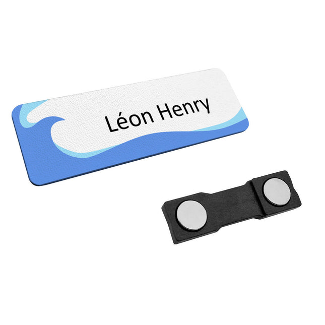 Badge nominatif en plastique avec propre texte vague - 75 x 25 mm - par pièce
