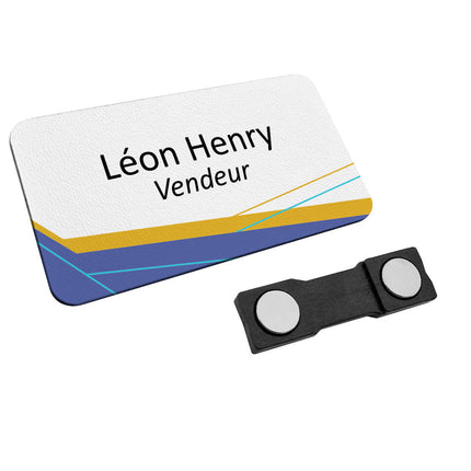 Badge nominatif en plastique avec propre texte - 75 x 40 mm - par pièce
