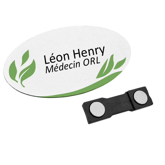 Badge nominatif en plastique avec propre texte - 85 x 45 mm - par pièce