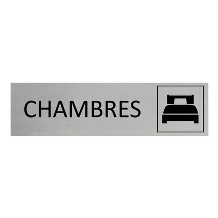 Plaque de porte Chambres -  aluminium - 165 x 45 mm