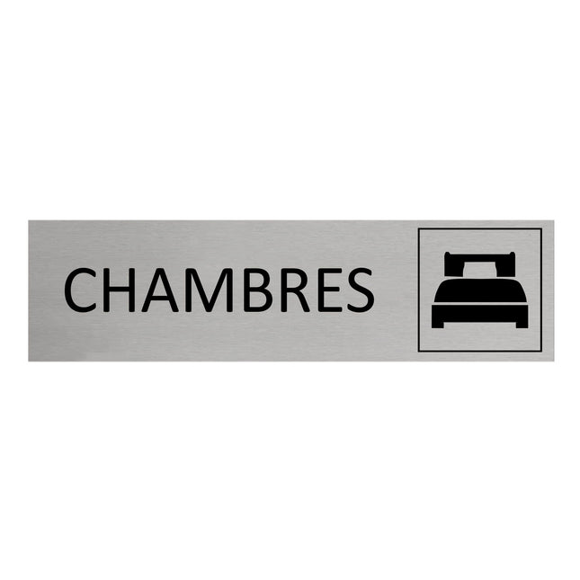 Plaque de porte Chambres -  aluminium - 165 x 45 mm