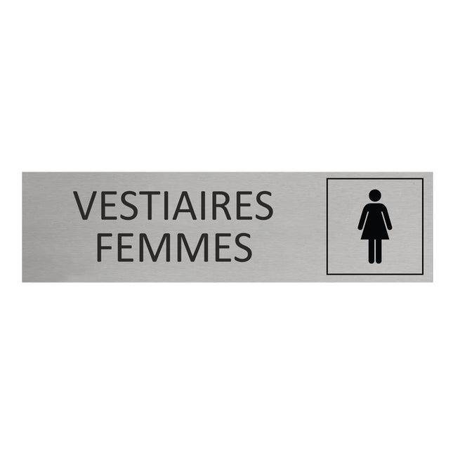 Plaque de porte Vestiaires femmes -  aluminium - 165 x 45 mm
