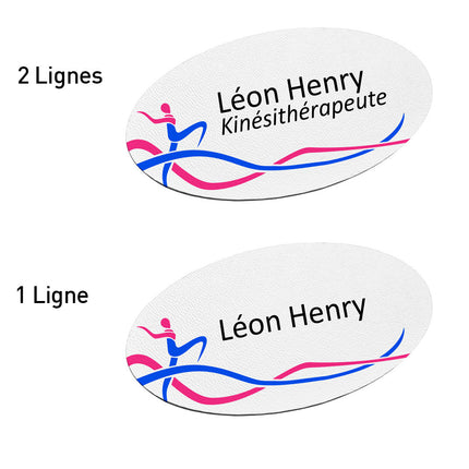 Badge nominatif en plastique avec propre texte - kiné - 85 x 45 mm - par pièce