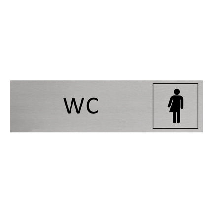 Plaque de porte WC non genrés -  aluminium - 165 x 45 mm