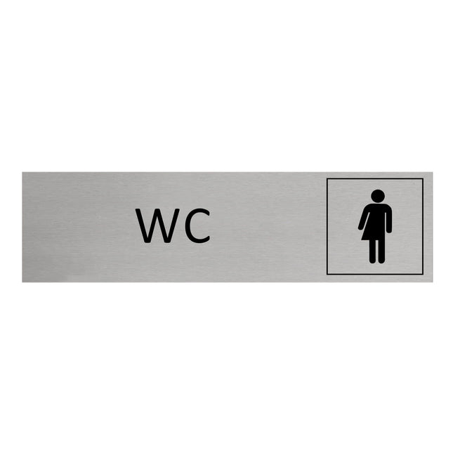 Plaque de porte WC non genrés -  aluminium - 165 x 45 mm
