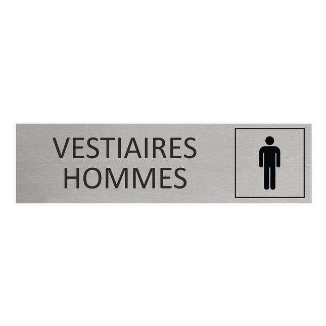 Plaque de porte Vestiaires hommes -  aluminium - 165 x 45 mm