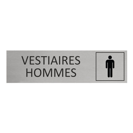 Plaque de porte Vestiaires hommes -  aluminium - 165 x 45 mm