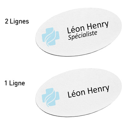 Badge nominatif en plastique avec propre texte - soins - 85 x 45 mm - par pièce