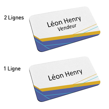 Badge nominatif en plastique avec propre texte - 75 x 40 mm - par pièce