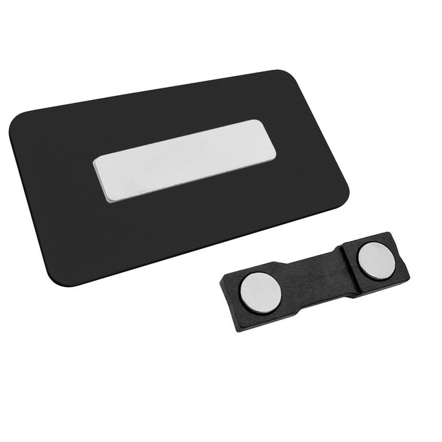 Badge nominatif en plastique avec propre texte - gris blanc noir - 75 x 40 mm - par pièce
