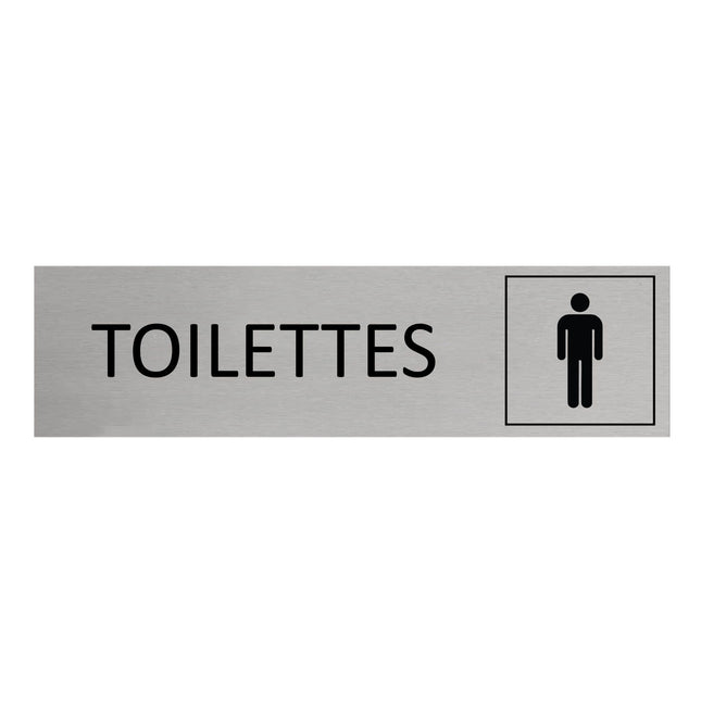 Plaque de porte Toilettes hommes -  aluminium - 165 x 45 mm