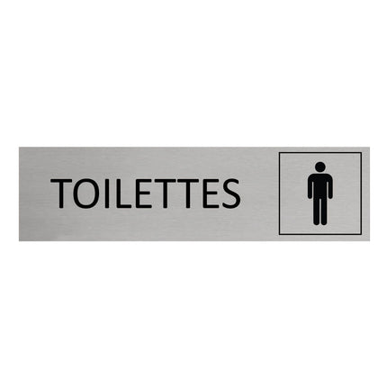 Plaque de porte Toilettes hommes -  aluminium - 165 x 45 mm