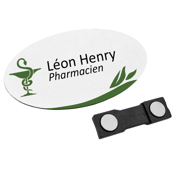 Badge nominatif en plastique avec propre texte - médical - 85 x 45 mm - par pièce