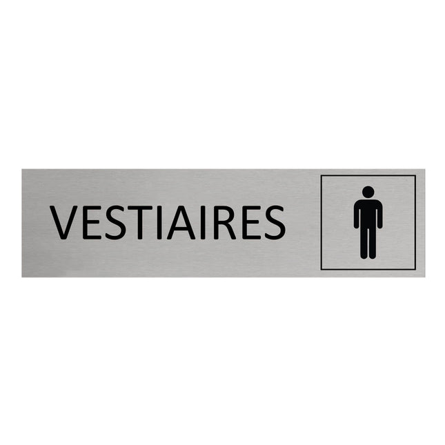 Plaque de porte Vestiaires hommes -  aluminium - 165 x 45 mm