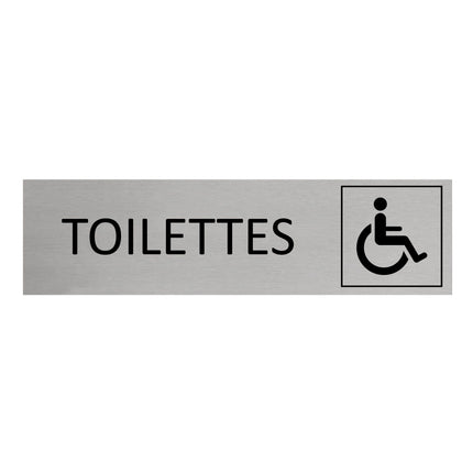 Plaque de porte Toilettes accessibles -  aluminium - 165 x 45 mm