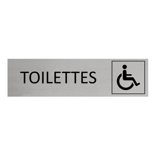Plaque de porte Toilettes accessibles -  aluminium - 165 x 45 mm