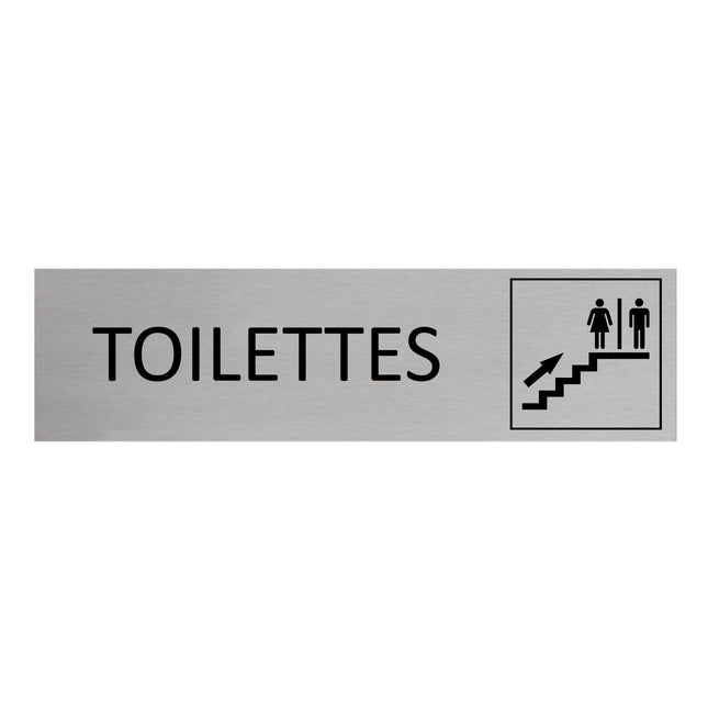 Plaque de porte Toilettes à l'étage -  aluminium - 165 x 45 mm