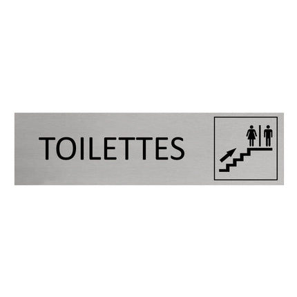 Plaque de porte Toilettes à l'étage -  aluminium - 165 x 45 mm