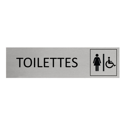 Plaque de porte Toilettes femmes & accessibles -  aluminium - 165 x 45 mm