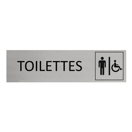 Plaque de porte Toilettes hommes & accessibles -  aluminium - 165 x 45 mm
