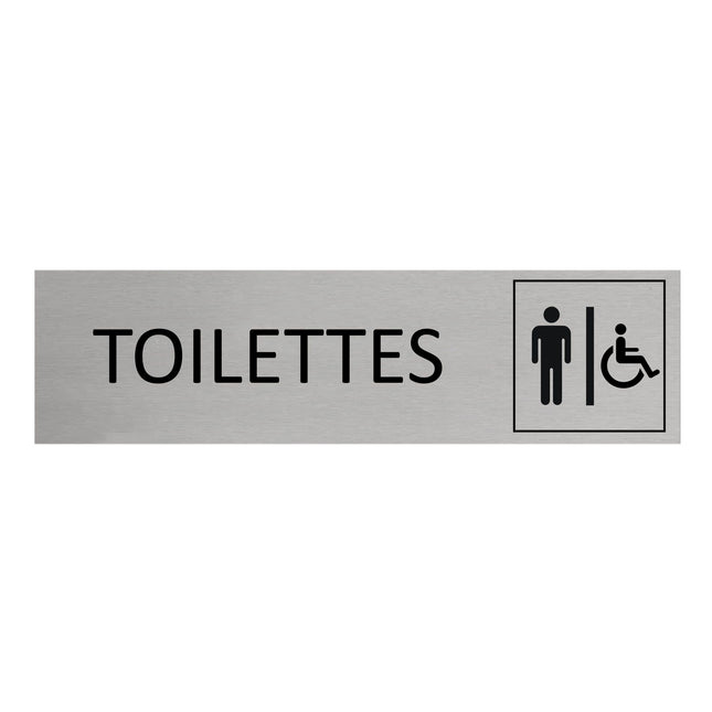Plaque de porte Toilettes hommes & accessibles -  aluminium - 165 x 45 mm