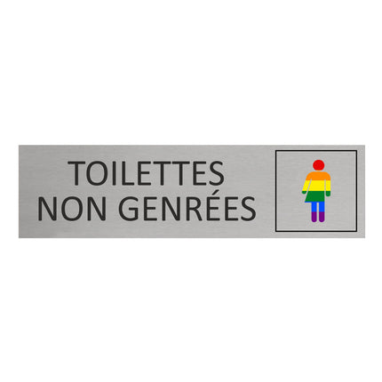 Plaque de porte Toilettes non genrées -  aluminium - 165 x 45 mm