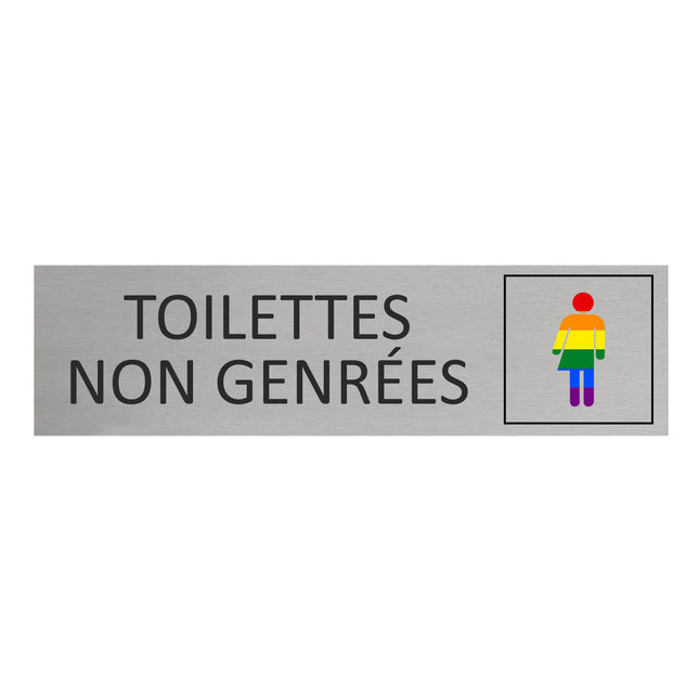 Plaque de porte Toilettes non genrées -  aluminium - 165 x 45 mm