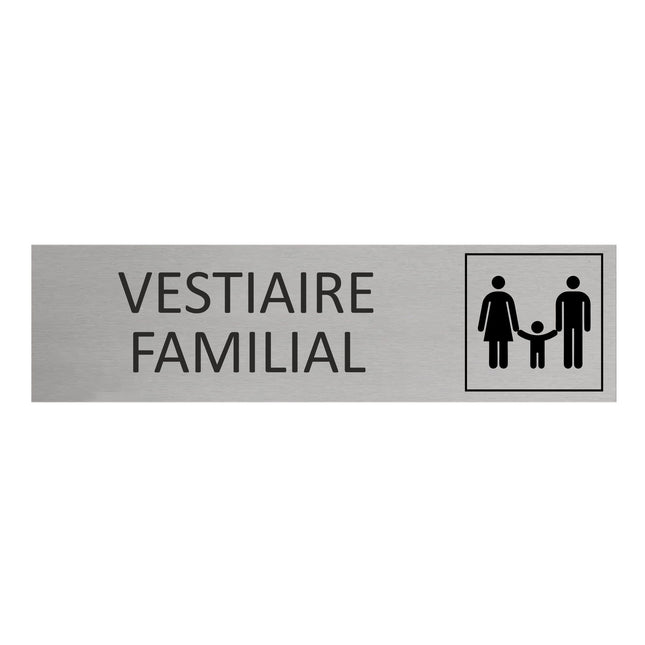 Plaque de porte Vestiaire familial -  aluminium - 165 x 45 mm