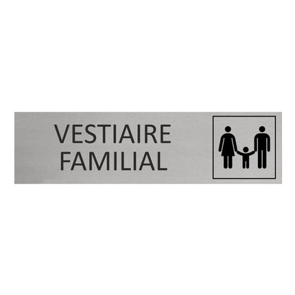 Plaque de porte Vestiaire familial -  aluminium - 165 x 45 mm