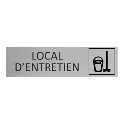 Plaque de porte Local d'entretien -  aluminium - 165 x 45 mm
