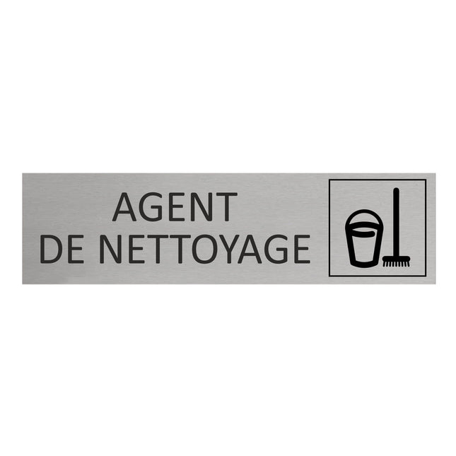 Plaque de porte Agent de nettoyage -  aluminium - 165 x 45 mm