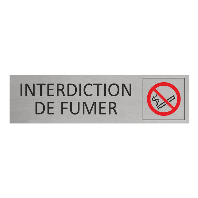 Plaque de porte Interdiction de fumer -  aluminium - 165 x 45 mm