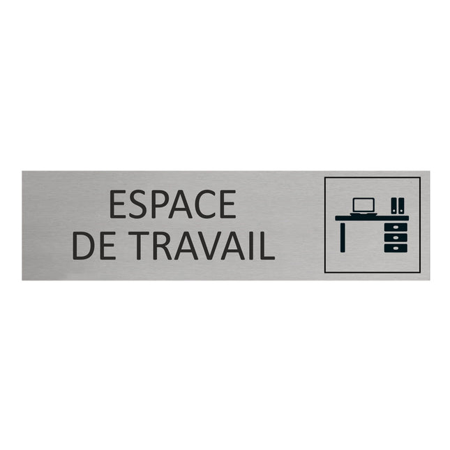 Plaque de porte Espace de travail -  aluminium - 165 x 45 mm