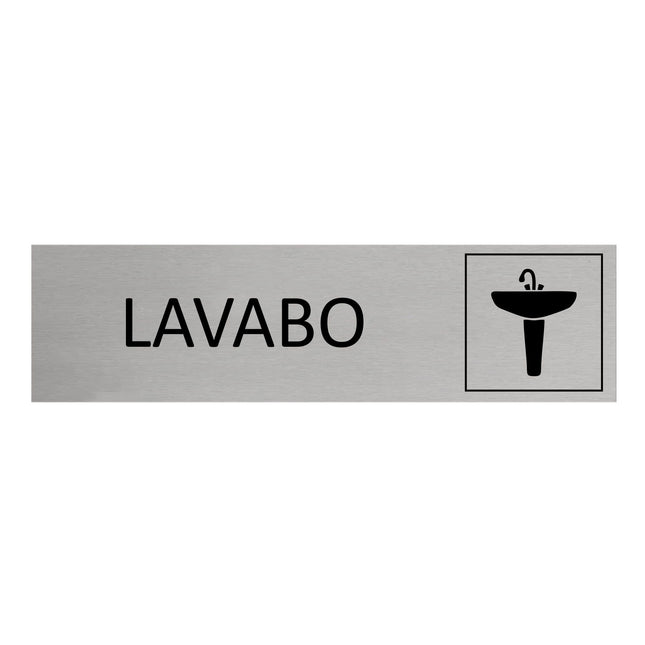 Plaque de porte Lavabo -  aluminium - 165 x 45 mm