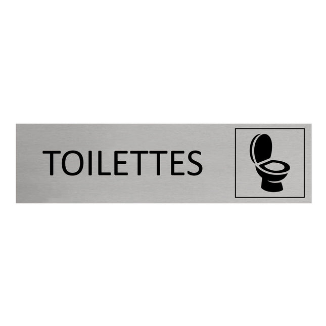 Plaque de porte Toilettes -  aluminium - 165 x 45 mm