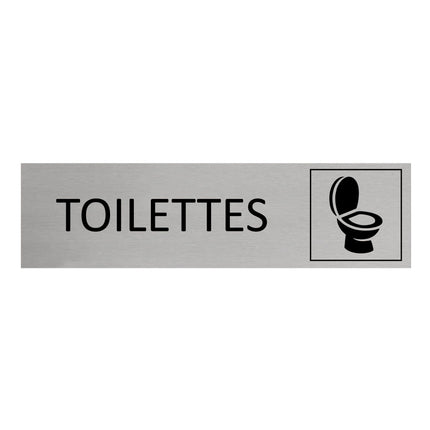 Plaque de porte Toilettes -  aluminium - 165 x 45 mm
