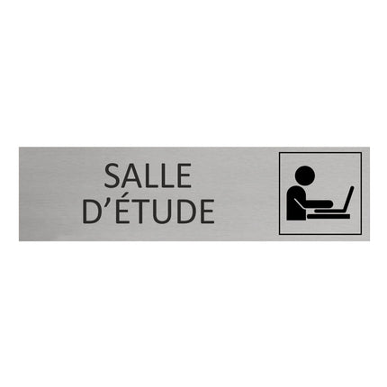 Plaque de porte Salle d'étude -  aluminium - 165 x 45 mm