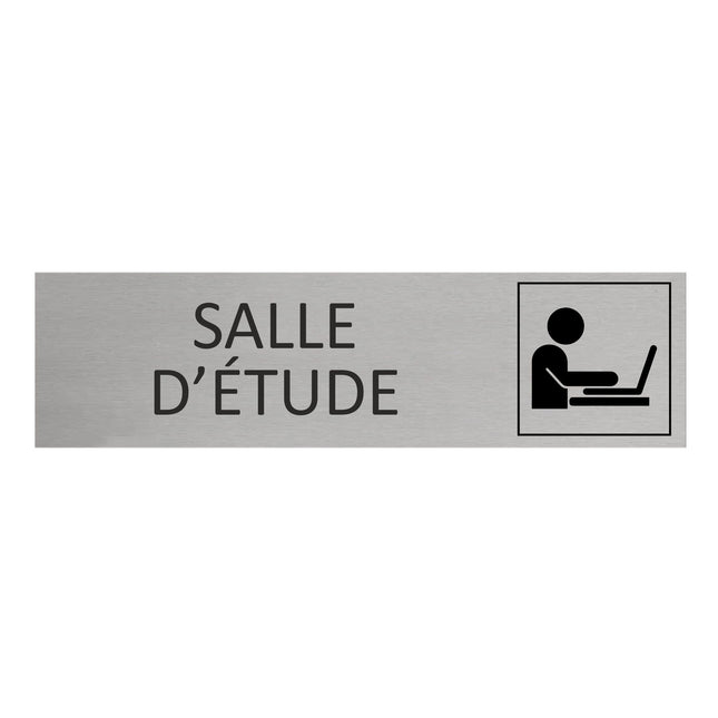Plaque de porte Salle d'étude -  aluminium - 165 x 45 mm