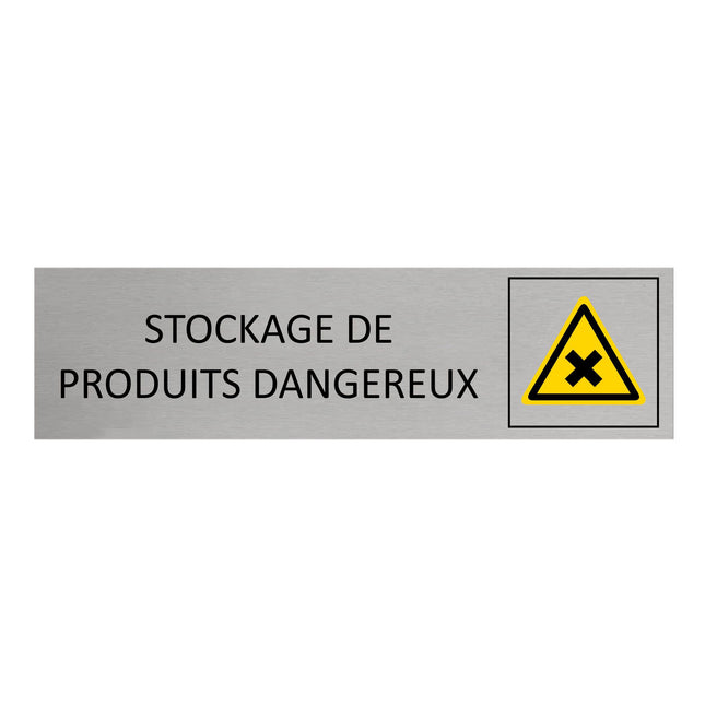Plaque de porte Stockage de produits dangereux -  aluminium - 165 x 45 mm