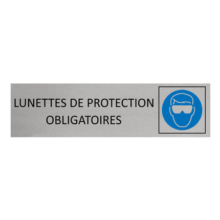 Plaque de porte Lunettes de protection obligatoires -  aluminium - 165 x 45 mm