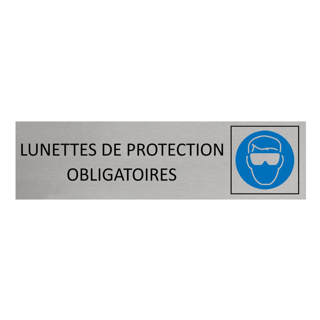 Plaque de porte Lunettes de protection obligatoires -  aluminium - 165 x 45 mm