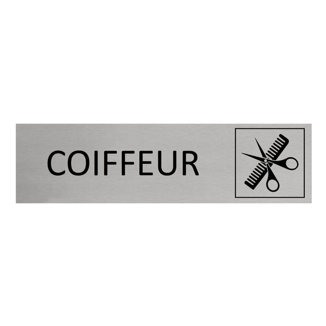 Plaque de porte Coiffeur -  aluminium - 165 x 45 mm